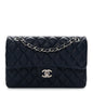 Caviar Quilted Small Double Flap Blue