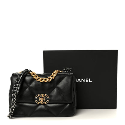 Lambskin Quilted Medium Chanel 19 Flap Black