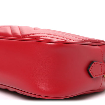 Calfskin Matelasse Small GG Marmont Chain Shoulder Bag Hibiscus Red