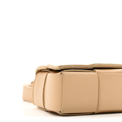 Lambskin Maxi Intrecciato Extra Mini Cassette Crossbody Bag Almond