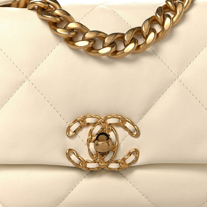 Lambskin Quilted Medium Chanel 19 Flap White