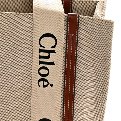 Cotton Calfskin Medium Woody Ribbon Tote White Brown