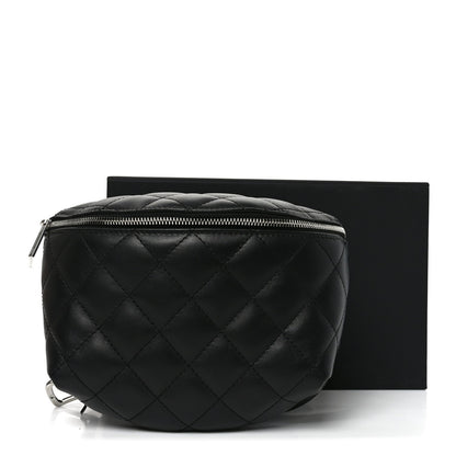 Calfskin Quilted Waist Belt Bag Black