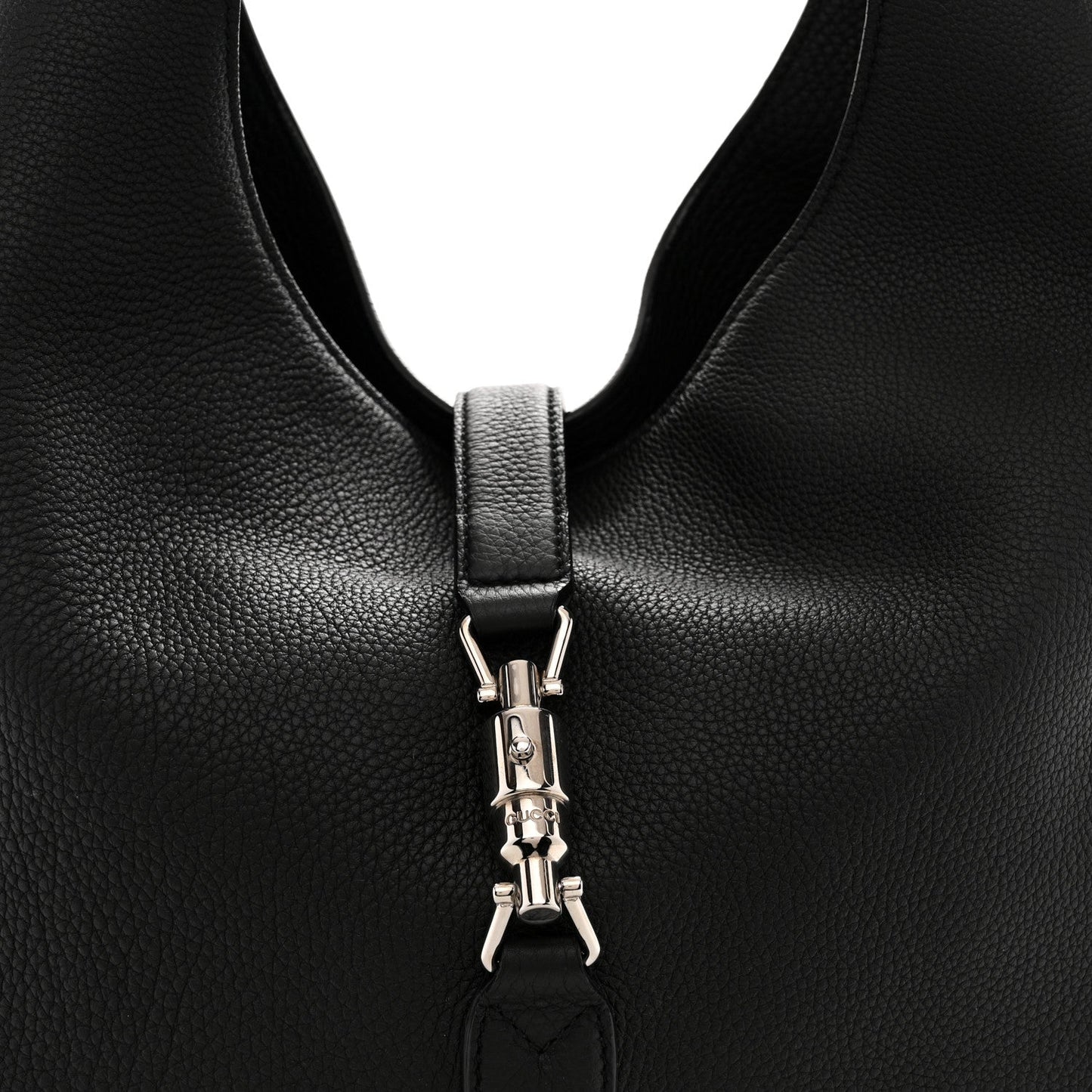 Soft Grained Calfskin Large Jackie Hobo Black
