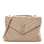Calfskin Y Quilted Monogram Medium Loulou Chain Satchel Nude Powder