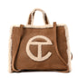 X UGG Suede Shearling Medium Shopping Bag Chestnut
