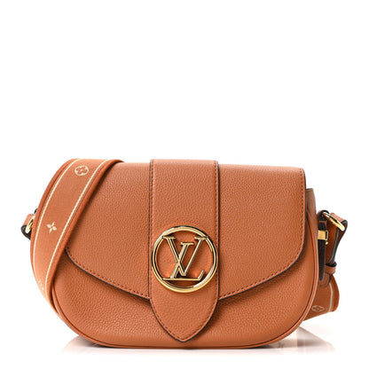 Grained Calfskin LV Pont 9 Soft MM Golden Siena