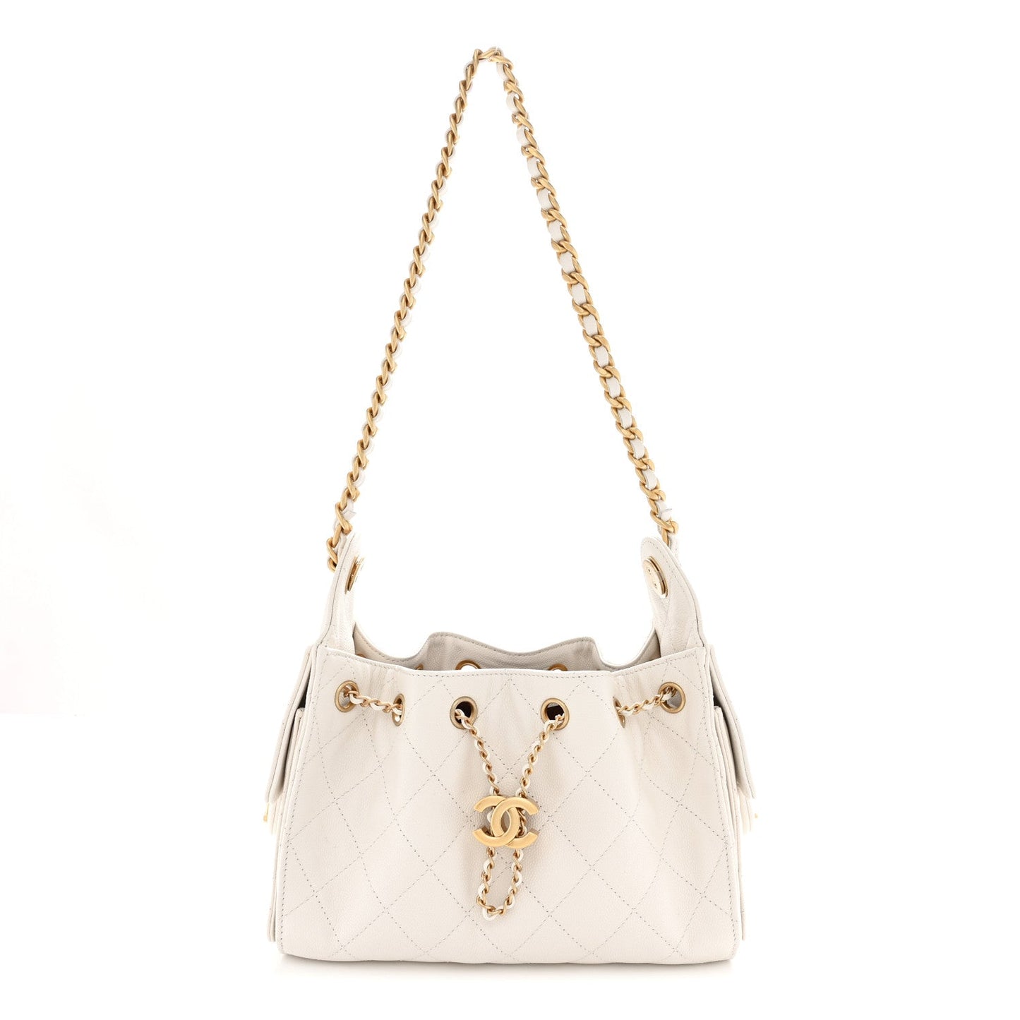 Caviar Quilted Mini Chanel 25 Handbag White