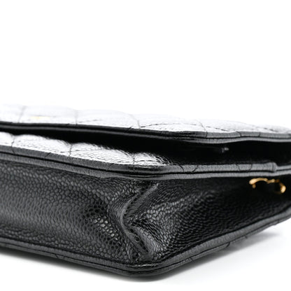 Caviar Quilted Wallet on Chain WOC Black