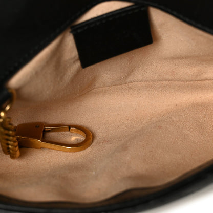 Calfskin Matelasse Super Mini GG Marmont Shoulder Bag Black