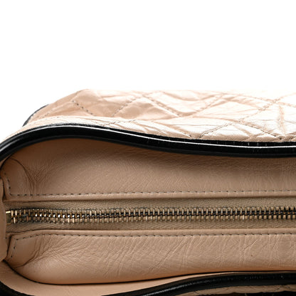 Aged Calfskin Quilted New Medium Gabrielle Hobo Beige Black