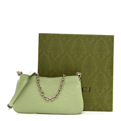 GG Grainy Calfskin Emblem Super Mini Shoulder Bag Sage Leaf