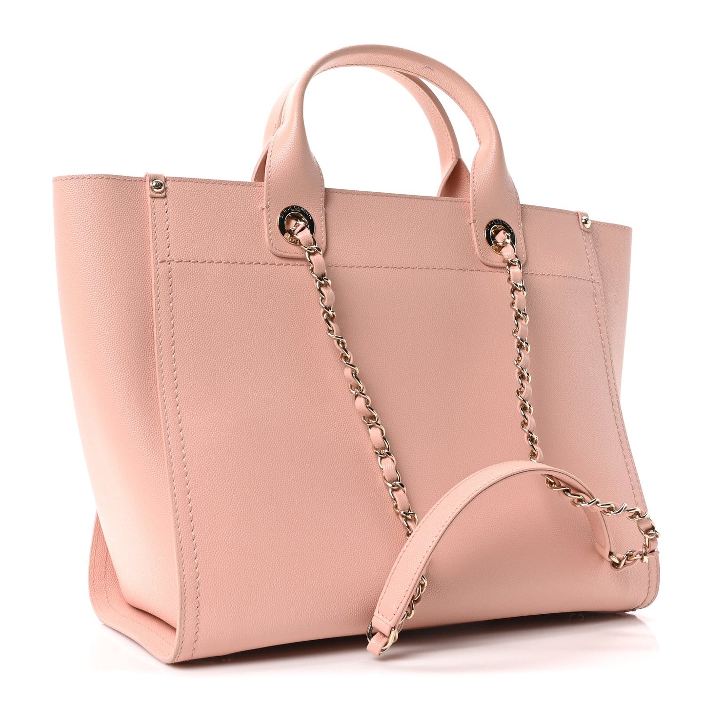 Caviar Small Studded Deauville Tote Light Pink