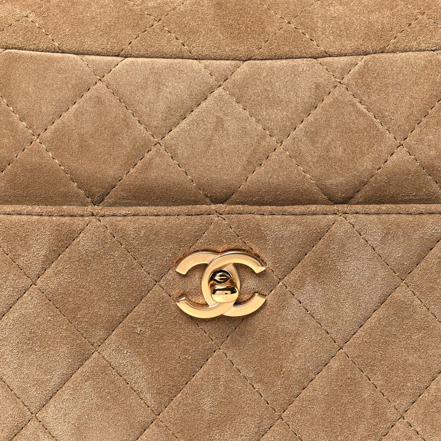 Suede Calfskin Quilted Camerissimo Camera Case Beige