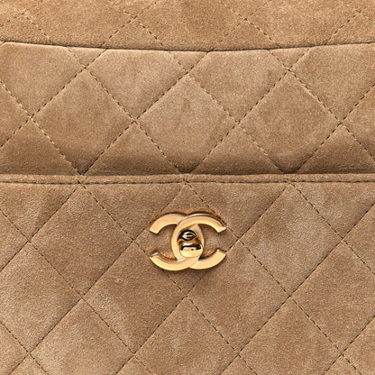 Suede Calfskin Quilted Camerissimo Camera Case Beige