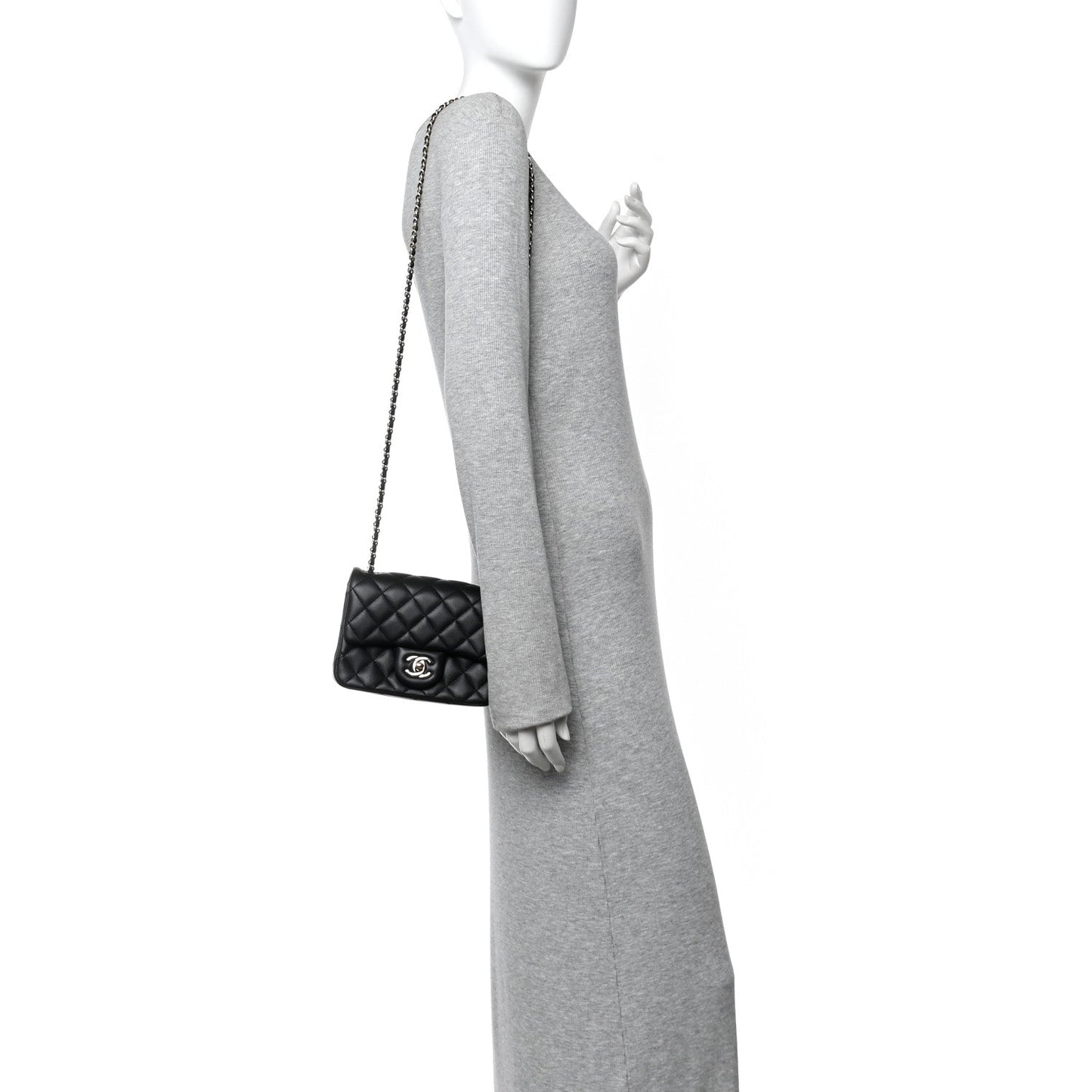 Lambskin Quilted Enamel Mini Pearl Crush Flap Black