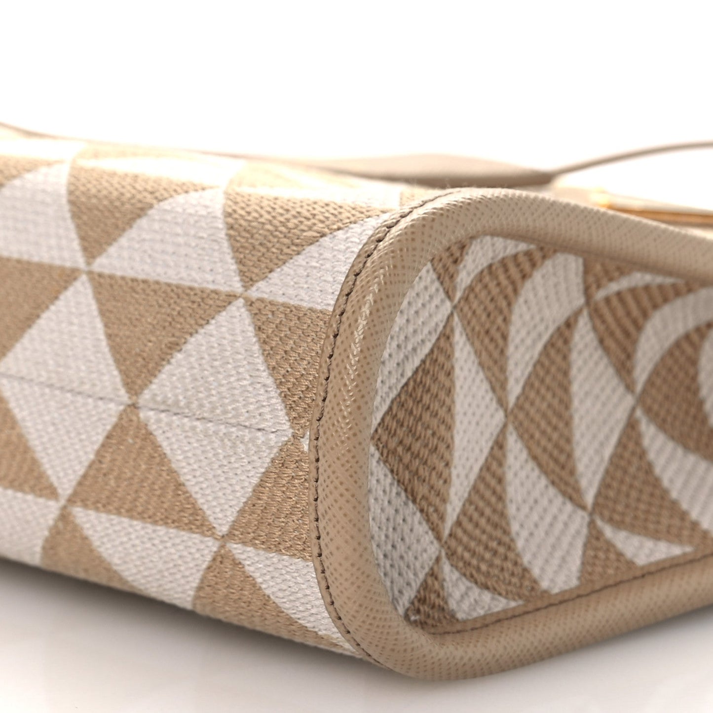 Jacquard Saffiano Triangolo Symbole Embroidered Micro Tote Corda Talco