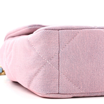 Denim Quilted Medium Chanel 19 Flap Blue Pink