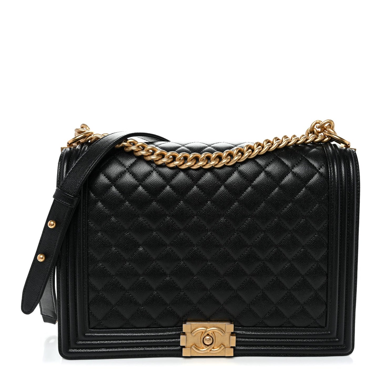 Caviar Quilted Large Boy Flap Black