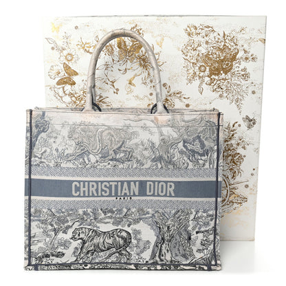 Gradient Canvas Embroidered Large Dioriviera Toile De Jouy Book Tote Blue