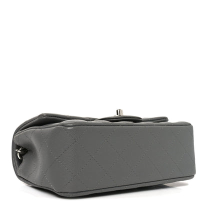 Caviar Quilted Mini Rectangular Flap Grey