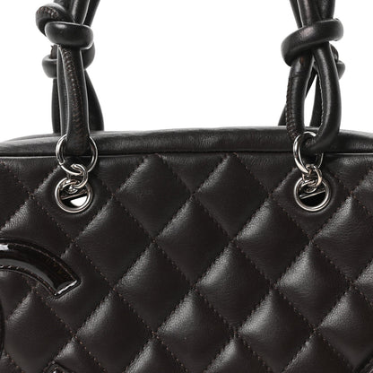 Calfskin Quilted Small Cambon Bowler Dark Brown