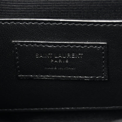 Grain De Poudre Textured Mixed Matelasse Triquilt Small Monogram Monochrome Satchel Black