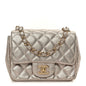 Metallic Lambskin Perforated Mini Square Flap Light Pink