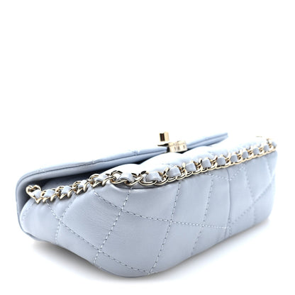 Lambskin Quilted Chain Around Flap Light Grey