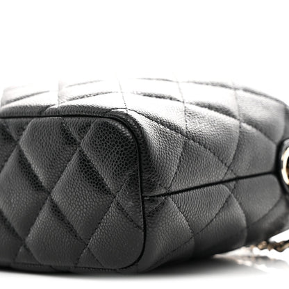 Caviar Quilted Hobo Clutch With Chain Black