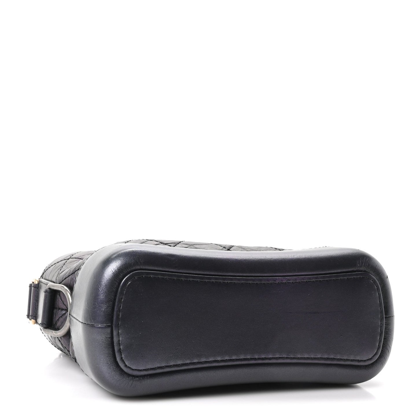 Iridescent Aged Calfskin Quilted Small Gabrielle Hobo Black