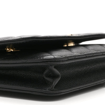 Caviar Quilted Crystal CC Wallet On Chain WOC Black