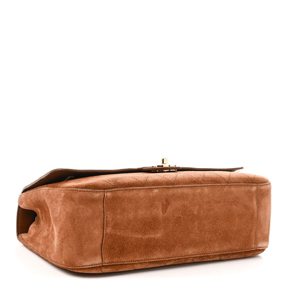Suede Calfskin Small Souplissimo Maxi Flap Camel
