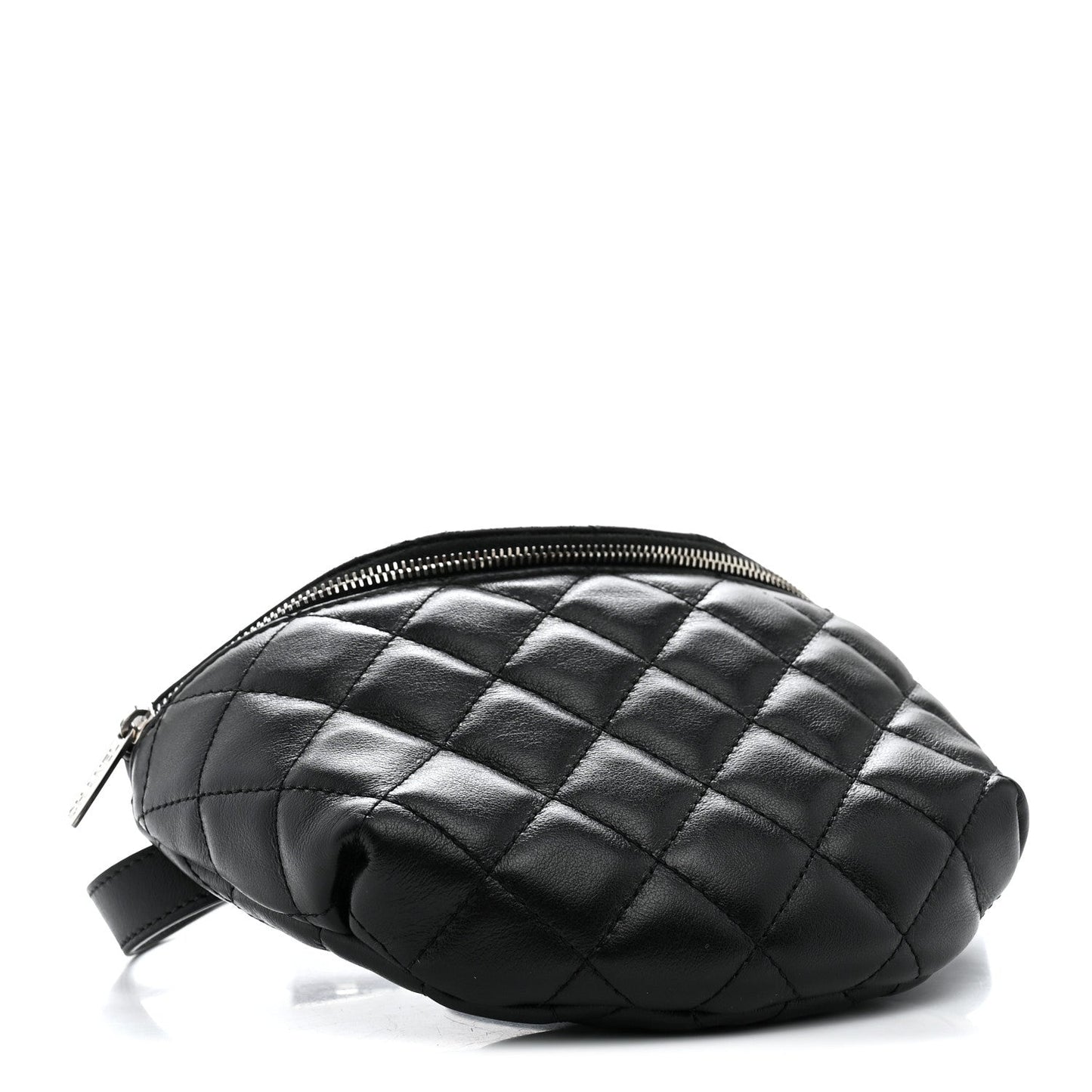 Calfskin Quilted Uniform Waist Belt Bag Black