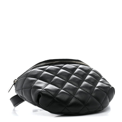 Calfskin Quilted Uniform Waist Belt Bag Black