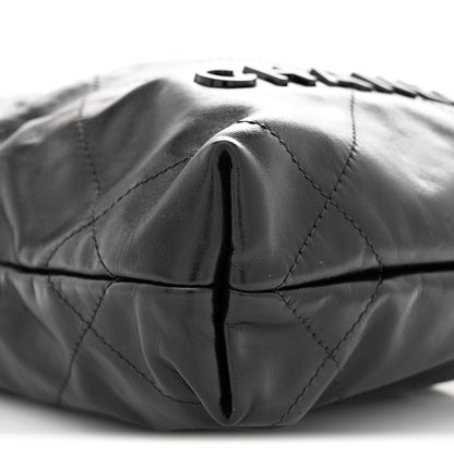 Shiny Calfskin Quilted Mini Chanel 22 So Black