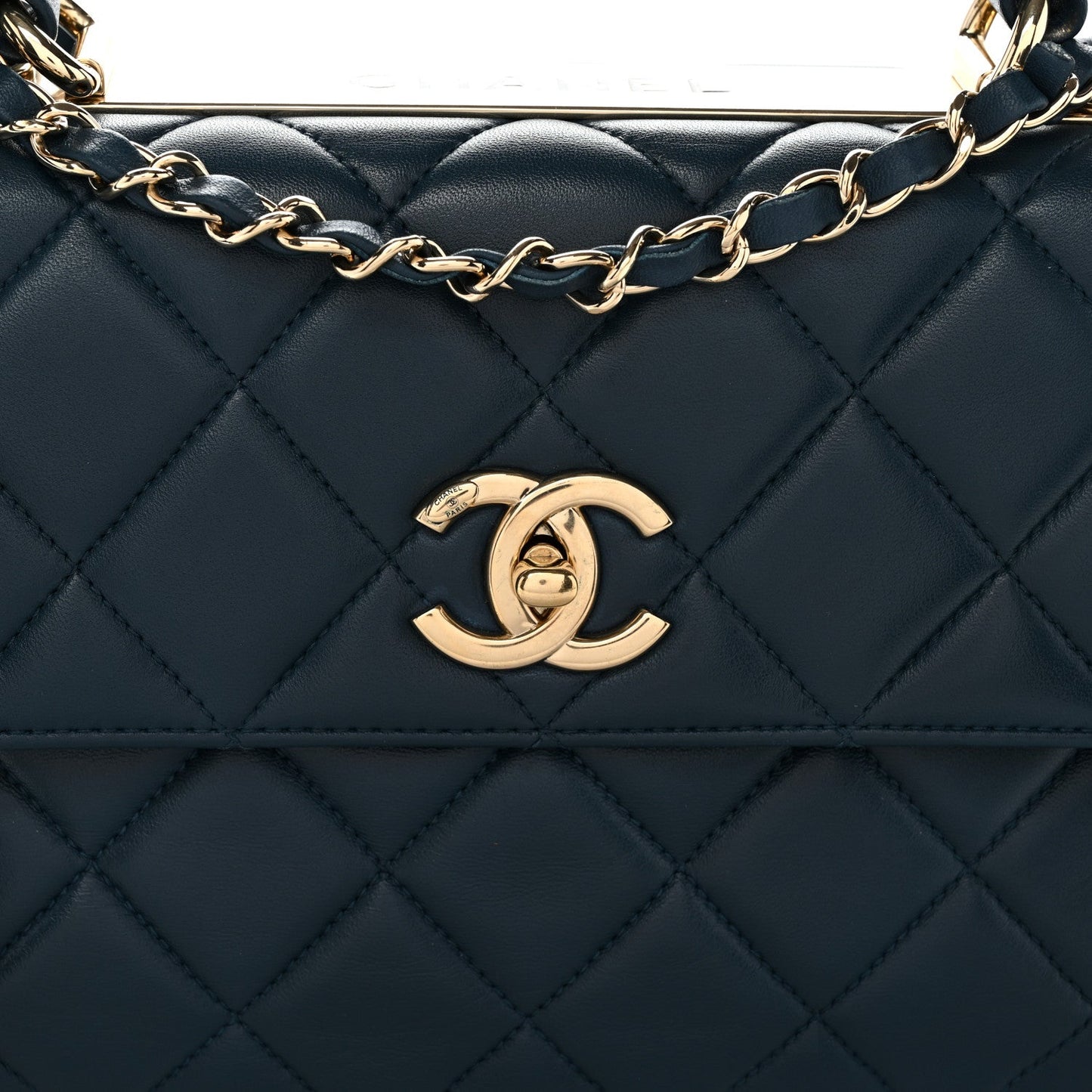 Lambskin Quilted Small Trendy CC Flap Dual Handle Bag Blue