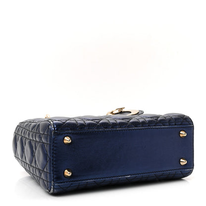 Metallic Lambskin Cannage Small My ABCDior Lady Dior Blue