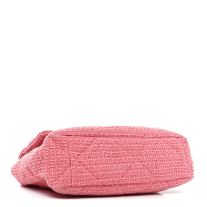 Metallic Tweed Quilted Large Chanel 19 Flap Pink