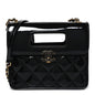 Patent Quilted Mini Graphic Catch Flap Black