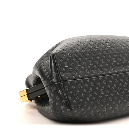 Calfskin Nanogram Embossed Clutch Black