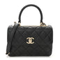 Lambskin Quilted Mini Trendy CC Dual Handle Flap Bag Black