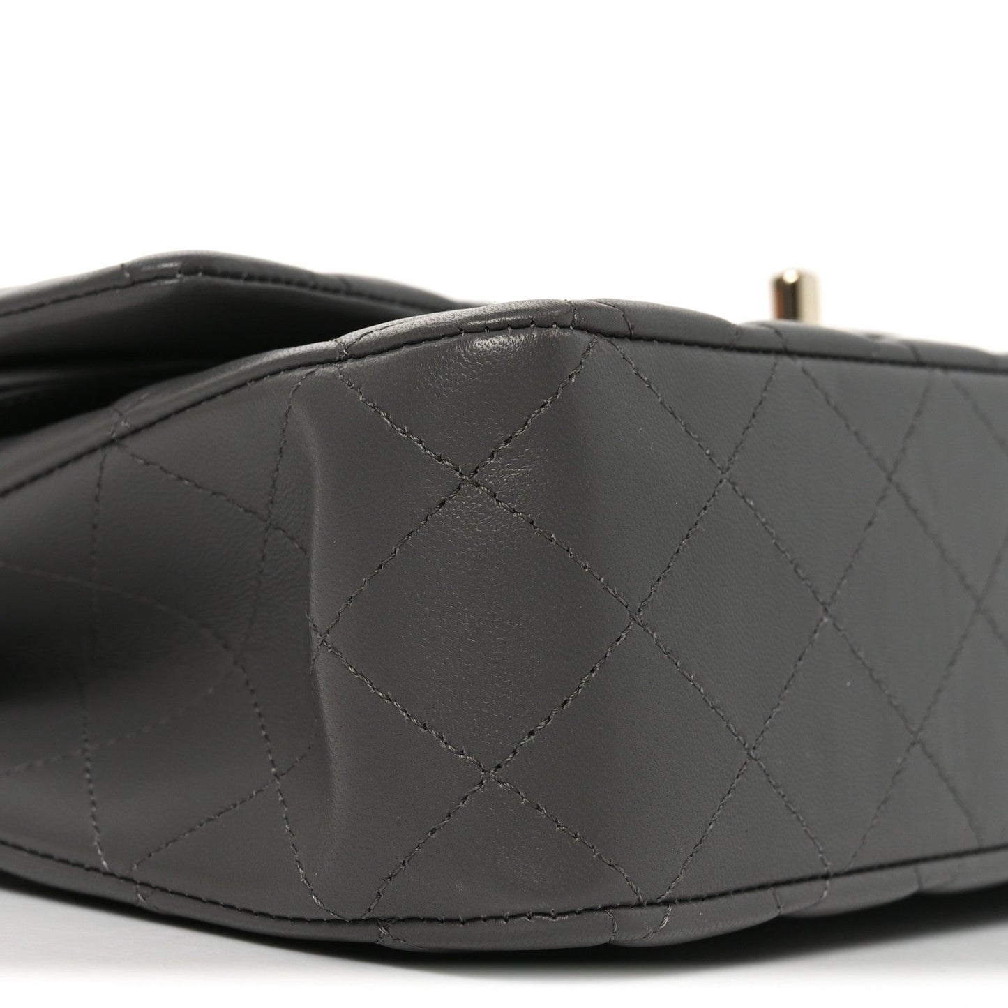 Lambskin Quilted Medium Double Flap Grey