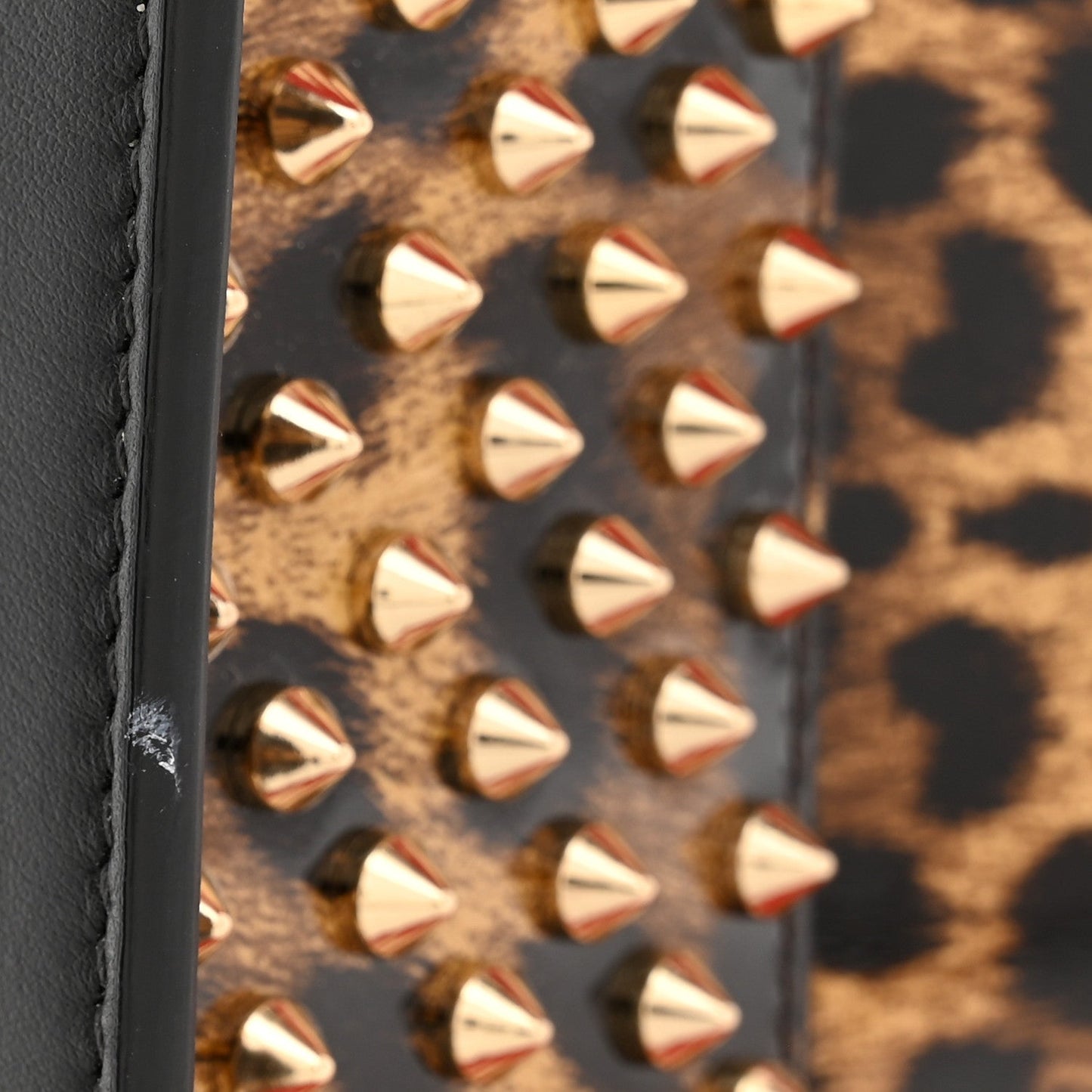 Calfskin Patent Leopard Spiked Medium Paloma Black