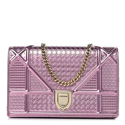Metallic Patent Micro-Cannage Diorama Wallet on Chain Pouch Pink