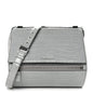 Calfskin Crocodile Embossed Medium Pandora Box Crossbody Bag Grey