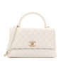 Caviar Quilted Small Coco Handle Flap White