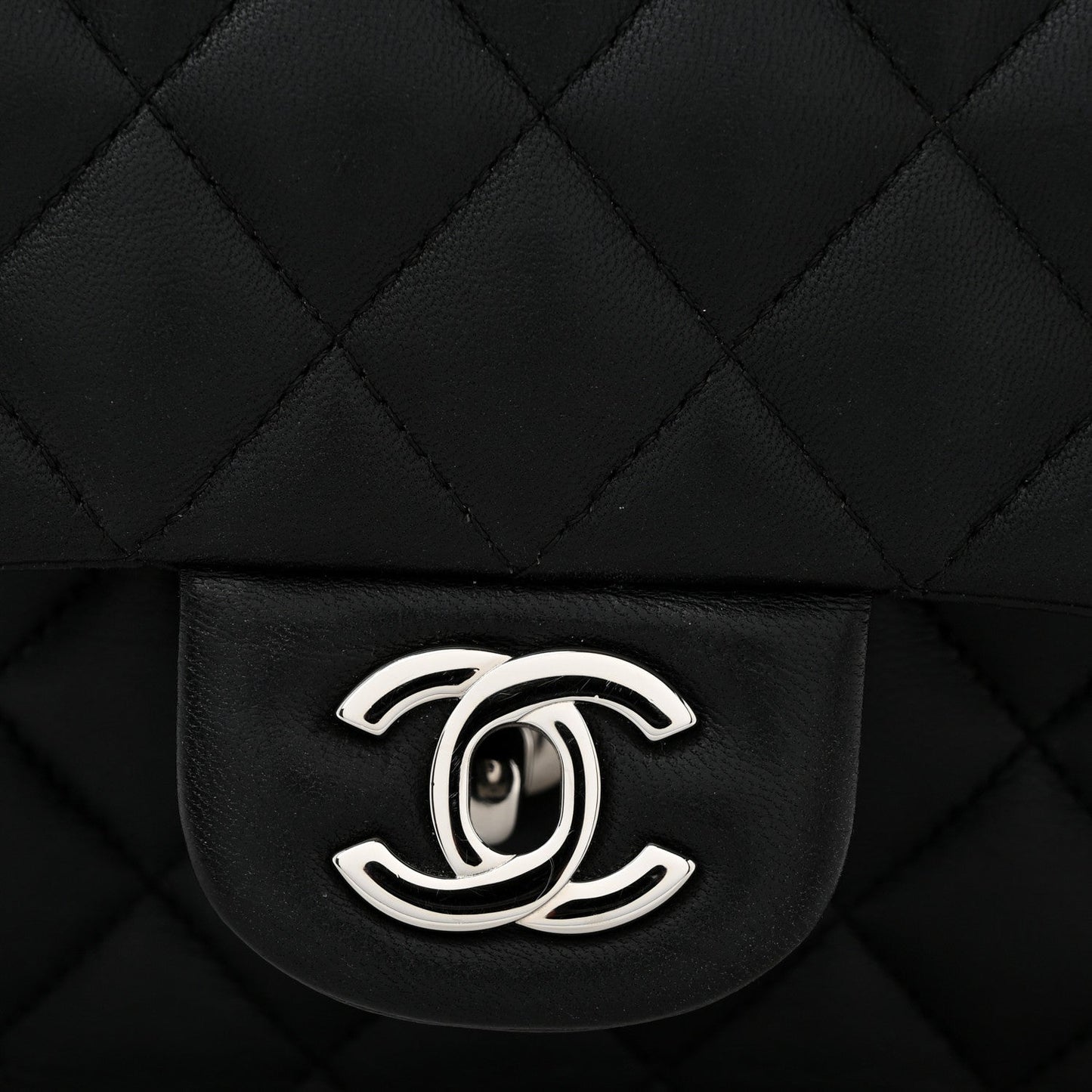 Lambskin Quilted Medium Double Flap Black