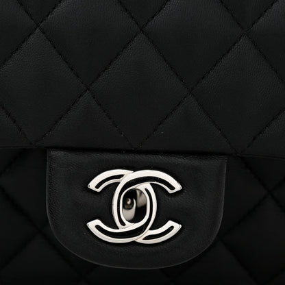 Lambskin Quilted Medium Double Flap Black