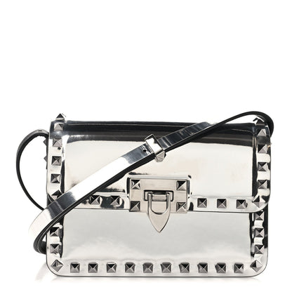 Mirror Calfskin Small Rockstud23 Shoulder Bag Silver